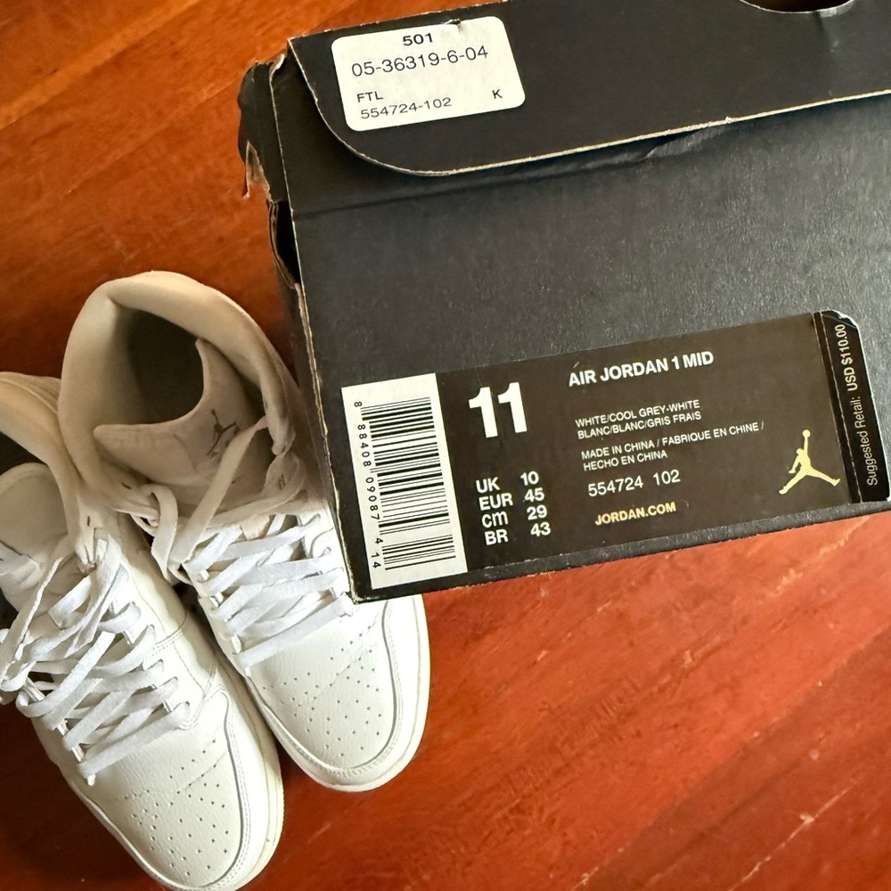 Jordan Air 1 Mid Gray and White Sneakers
